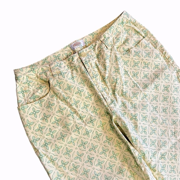 Talbots Stretch Capris Yellow Green Pattern Size 12W - Picture 6 of 8